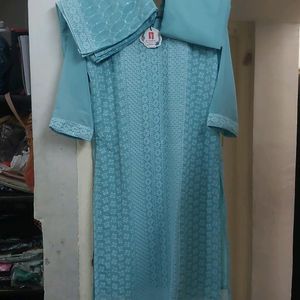 Blue Chiffon Lukhnavi Ready-made Full Set