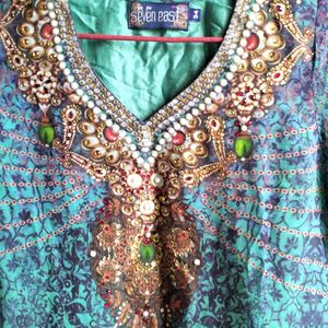 Digital Print Embellished Kurta