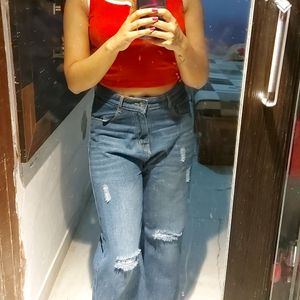 Red Top And Bell Bottom Jean COMBO