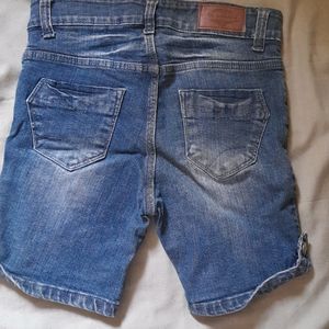 Ribbed Denim Shorts