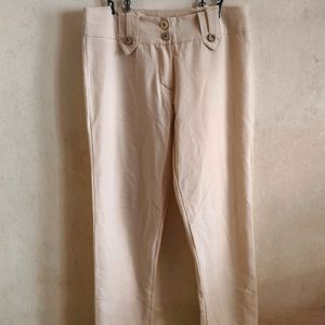 Low Waist Beige Trousers