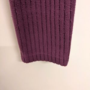 Purple Ribbed Full-sleeved Casual Top