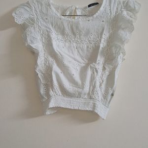 White Party Wear Crop Top