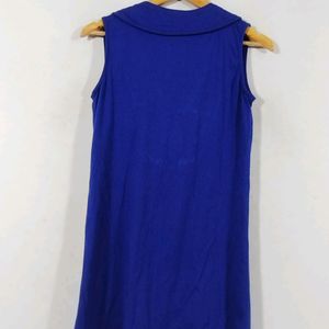 Blue Printed Sleeveless Dress (Women)