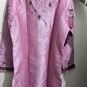 Pink Ethnic Kurta For Men