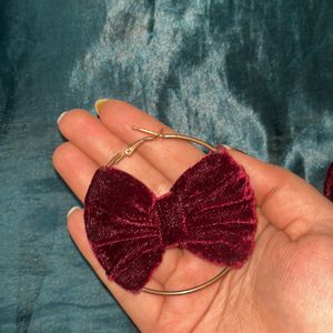 Velvet Bow Hoop Earrings