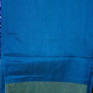 Plain Blue Colour Saree Without Blouse