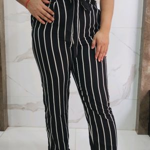 Striped printed trouser