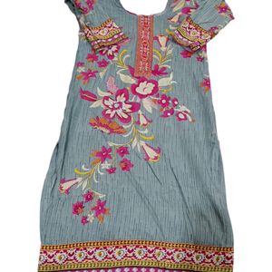 Women Kurta Grey-pink