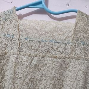 Cream Crop Lace Top