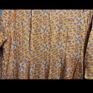 Mustard A LINE KURTA with Mock Koti