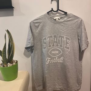 ‘H&M’ Grey “State Maine Football” Jersey Tee