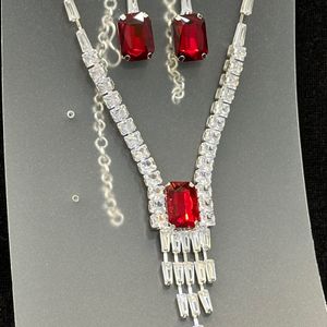 Silver Red Diamond Set