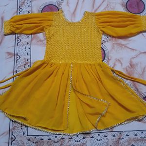 Haldi Function Special Gharara With Frock Set