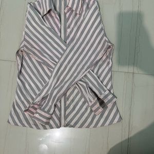 Stretchable Stripe Shirt With Flaws/ Wit Stains