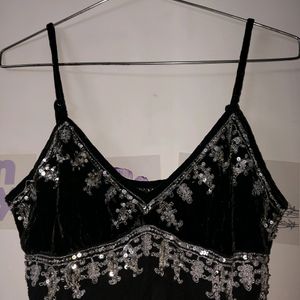 Boho Style Black Embroidery Top