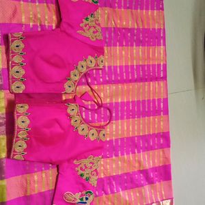 Pink Blouse With Saree