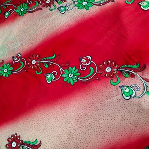 Combination Of Red And White Sari