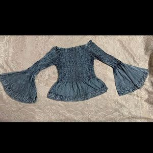 Denim Look Peplum Top