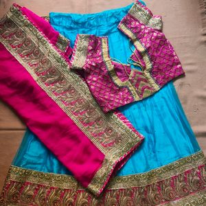 Pink Blue Lehenga Choli