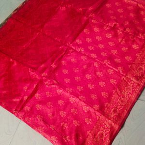 Pink Colour Banaras Silk Saree