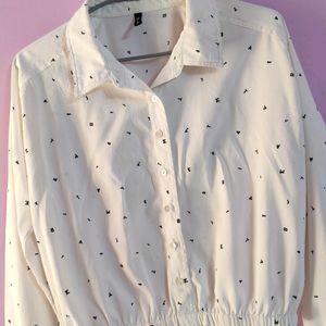 Black And White Full Sleeves Collar Shirt