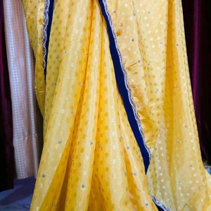 Yellow Light Weight Saree Without Blouse