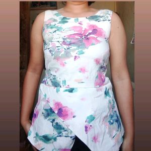 White And Multicolored Flower Top