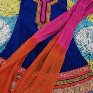 Blue Kurti With Dupatta