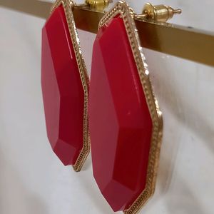 Party Wear Red Earrings (Set Of 2)