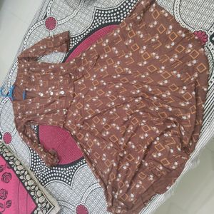 Brown Assymetric Anarkali Kurti