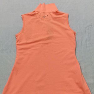 Sleeves Orange Top With Collar Neck