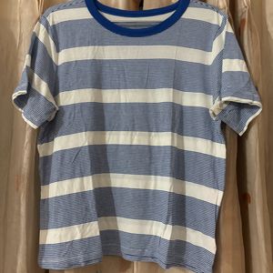 American Egle White And Blue Stripped Tshirt