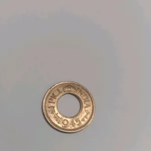 Old Round Shape Cut Indian Coin 1945