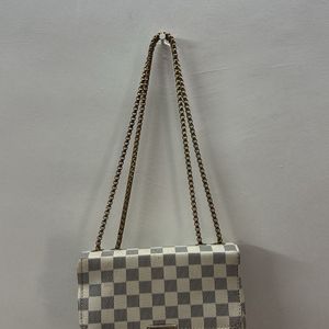 Checkered Beige And Black Sling Bag