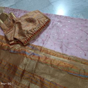 Embroidery Work Sarees With Designer Blouse