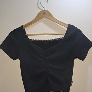 Black Laced Cropped Top