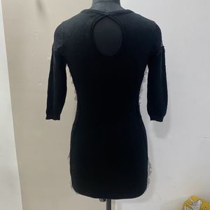 Black Wool Dress With Lace