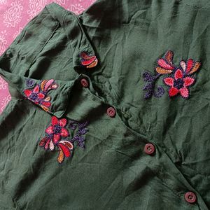 Embroidered Crop Shirt