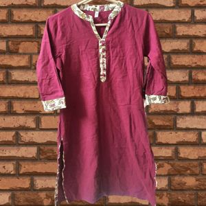 Red Kurta With Printed Dupatta (Women)