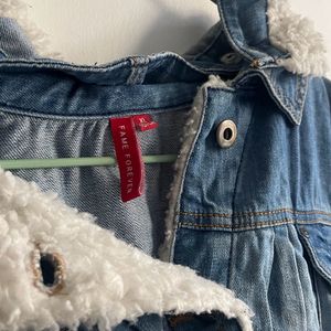 Denim Jacket With Shearling And Hoodie