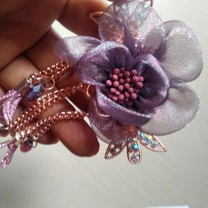 1pc Dazzling Organza Flower Tassel Hair claw