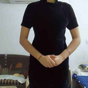 Velvet Black Cheongsam