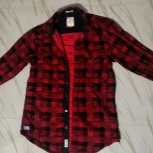 Red Oversized Unisex Check Shirt Medium Size