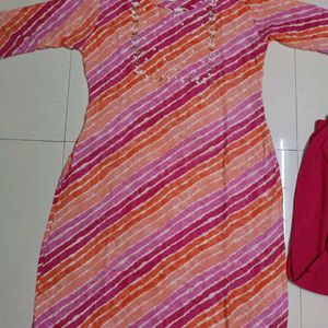 Handwork Lehriya Kurti With Pant