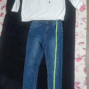 Combo Of Jeans And Cotton Hoody White Top