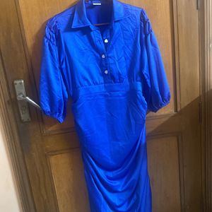 Designer Blue Bodycon Dress Size L