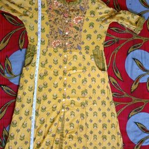 A-line Yellow Kurti For Women