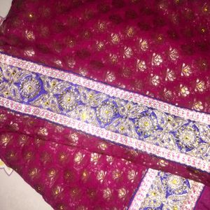 Magenta Colour Heavy Embroidery Saree