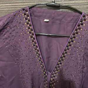 PURPLE BURKA ABAYA WITH STONES SIZE 56